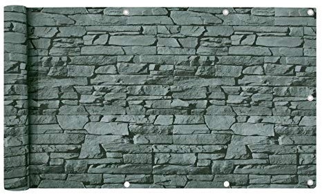 ESTEXO Balkonsichtschutz Sichtschutz Balkonbespannung Balkonverkleidung 6 Meter Balkon PVC mit Dekor Schiefer-Optik 90x600cm