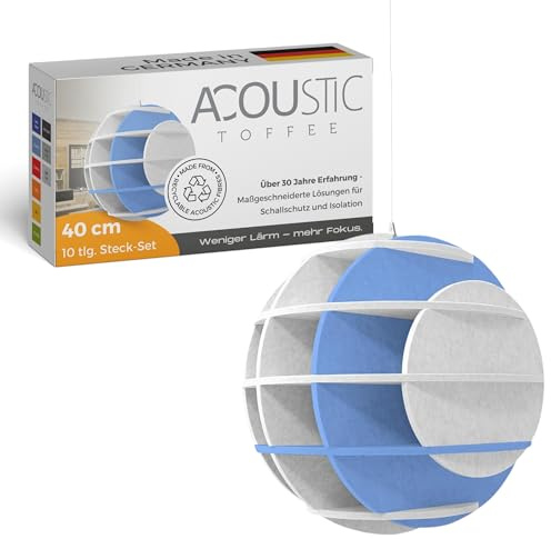 platino24 SATELLITE 3D-Akustik-Objekt Kugel für optimale Raumakustik I Schallabsorber für Decke in innovativem Design I Durchmesser: 40 cm I Recyclebares Absorber-Element