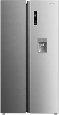 Cookology CSBS548WDIX 548 Litre Frost Free American Style Fridge Freezer with Water Dispenser, Temperature Control, 4 Star Rated Freezing, Low Noise, Large Capacity - Inox