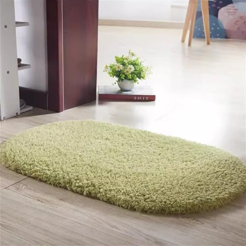 Reyox Badezimmerteppich Oval, Flauschig Badematte rutschfest, Weicher Absorbent Teppich für Badezimmer Wohnzimmer Schlafzimmer Gras Grün 60x90cm