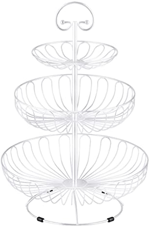 Corbeille à Fruits Panier Fruit, 3 Tier Fruit Basket Bowl support for comptoir, fruits légumes fil panier Porte-organisateur, Porte-fruits amovible en métal avec poignée Cuisine Quotidienne ( Color :