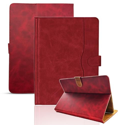Ytaland Universal Hülle für Blackview Tablet 10 Zoll/Tab70 WiFi/Tab80/Tab30, PU Leder Hülle für 10-10,5 Tablet, Kompatibel mit Teclast M50/T40HD (Rot)