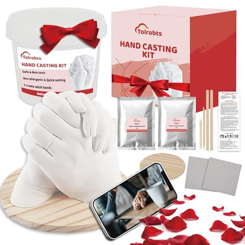 Tolrobts Gips handabdruck Set für Paare Romantische Geschenkideen Jahrestag Hochzeit Valentinstag Personalisierte Gips handabdruck für Paare mit hautfreundlichen Materialien