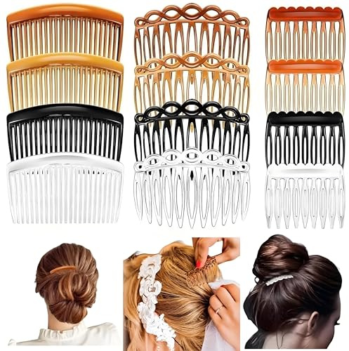 12Pcs French Side Hair Combs and Slides With Fine Hair - Twist Decorative Accessories for Women and Girls - Bridal Wedding