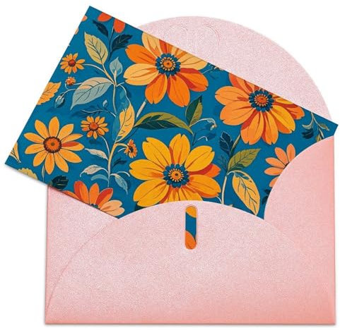 DJUETRUI Grußkarten mit Vintage-Blume, blanko, Dankeskarte, Notizkarten mit Umschlägen, Happy Birthday-Karten, Blanko-Karten, Valentinstagskarten für Abschlussfeier, Hochzeit, 10,2 x 15,2 cm