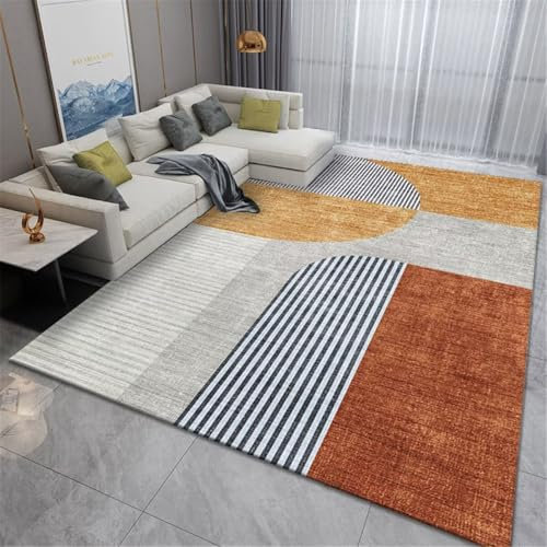 RUGMRZ Teppich Lang Teppich Dunkel Strapazierfähiges orange-blaues geometrisches Design ist weich und bequem Fleckerlteppich 60X120CM