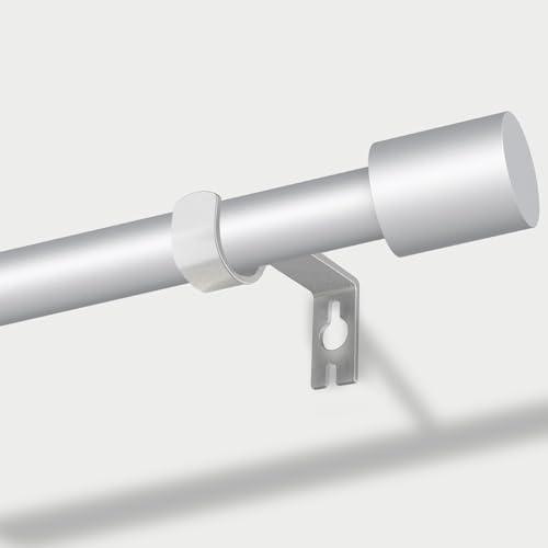 PadPure Edelstahl Gardinenstange Silber Vorhangstange,Vorhangstange mit Endstücken und Verstellbaren Halterungen für Schlafzimmer, Balkon, Wohnzimmer(76-210cm,16mm)