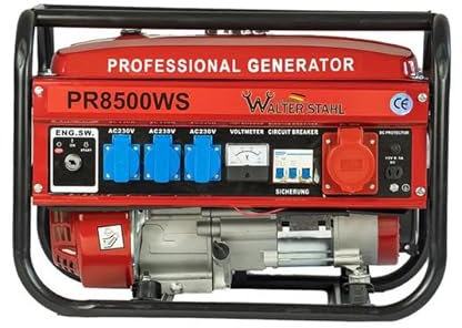 Generatore di corrente con benzina, generatore di corrente con accessori, unità di emergenza silenziosa, 2/5 prese, 3 prese da 230 V, 1 da 400 V, 1 da 12 V, generatore di corrente 7PS (5 prese (2500 W