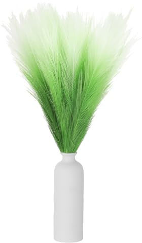QUARKZMAN Pampasgras Künstlich Grasgrünverlauf, 6 Stück 45cm | Boho-Deko-Kunstblumen für Flur, Fensterbank, Büro, Schlafzimmer und Wohnzimmer