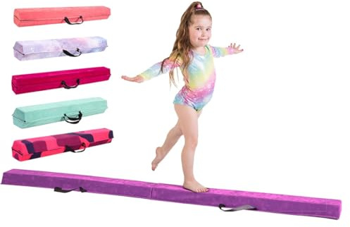 TINY TUMBLERS Trave Ginnastica Artistica per casa - 210/240/270/300 - Incredibile Attrezzatura per l'equilibrio per i Bambini a casa - Finta Pelle Scamosciata, Schiuma Eva ad Alta densità(Viola 300)