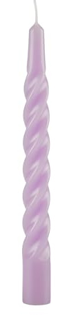 Velas lacadas tortillón diámetro 2,2 cm altura 21 cm - 6 unidades - Color violeta polvo - Cereria Di Giorgio