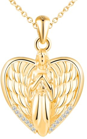 MICSAVI Engel Kette Silber 925 Herz Medaillon für Damen Mädchen Kinder, Halskette Engelsflügel in Herzform, Anhänger zum öffnen für Foto Bilder Personalisierte, Kette 45+5cm