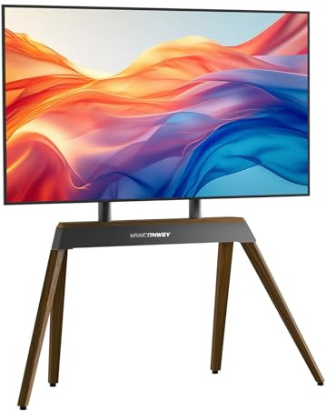 Vanconwey TV-Ständer für 40-bis 85-Zoll-Fernseher,Tragkraft bis zu 110 Lbs | Moderner TV-Ständer aus Holz und Eisen, max. VESA 600 x 400 mm, Walnuss, VC-Z1818