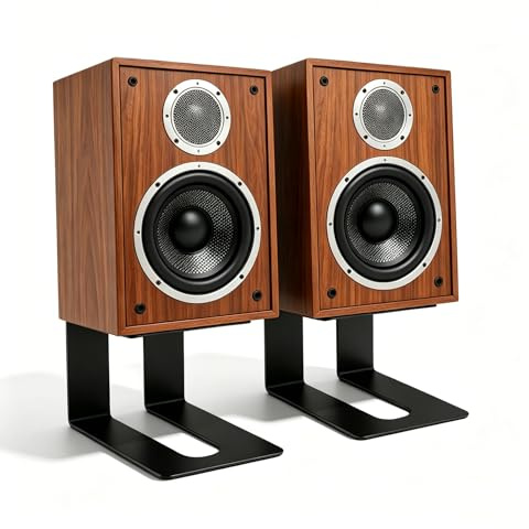 Coolty Schreibtisch-Lautsprecherständer 1 Paar Universal Metall Lautsprecher Ständer Mit stoßdämpfenden Pads, Spezial Kipp Design,Boxenständer für Gaming Tisch und PC Tisch (B)