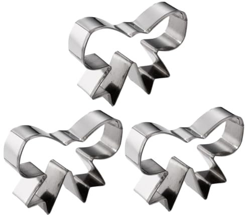 Lyreh 3uds Juego Cortadores Galletas con Forma de Lazo, 6x5cm Moldes Galletas Mini de Acero Inoxidable para Fiestas Cumpleaños Baby Shower Manualidades DIY Suministros Hornear
