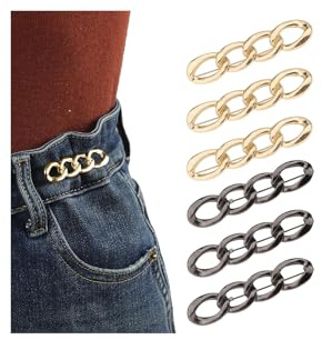 LunarCharm 6 Stück Verstellbare Waist Clips Für Hosen, Praktische Waist Tightener Und Bundre Clips Zum Enger Machen Von Hosen, Ideal Für Verstellbare Jeans Knöpfe, Schwarz+Gold