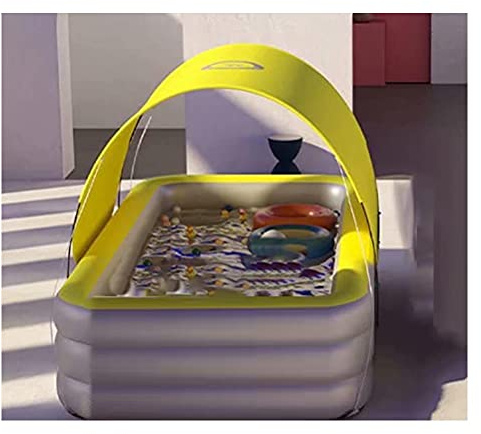 Gonetre Paddling Pool with Slide, Inflatable Swimming Pool Water Family Fun Outdoor Water Play Toys Safe PVC Paddle Pool With Electric Pump Toy Balls For Indoor Outdoor (slide not included)