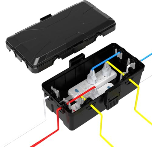UHETLET Kabelbox Wasserdicht IP54 Elektrobox aussen Safe Box - Sicherheitsbox Wasserdichte kabelbox Outdoor Schwarz Wetterfester Anschlusskasten Steckdosenbox Aussensteckdose für Verlängerungskabel