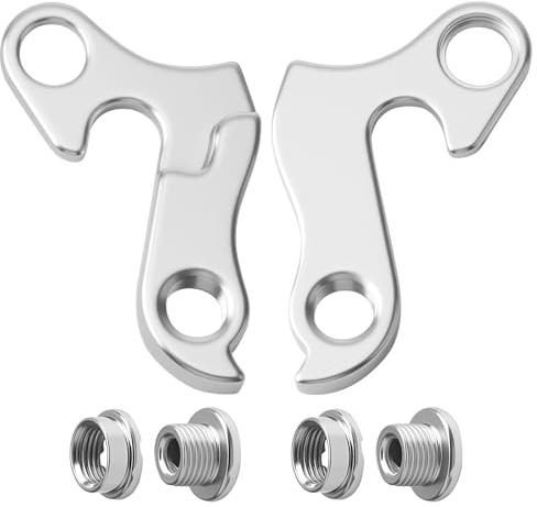 RTDHO 2Pcs Rear Derailleur Hanger with Screws Replacement | Aluminium Alloy Bicycle Gear Mech Tail Hook Adapter Dropout Frame for Carrera Vengeance Vulcan Cube MTB Road Bikes, Silver