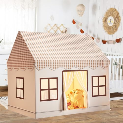 Kinder Spielhaus Indoor, Kinderzelt Spielhaus,Spielzelt für drinnen und draußen, Prinzessin Zelt mit Fenstern, Kinderspielhaus, Kinderzimmer Dekor für Kleinkinder Jungen Mädchen 3-13 Jahre (B)