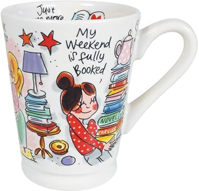 Blond Amsterdam XL Tasse Book Lover 0,5L – Kaffeetasse mit Bücher-Illustrationen – Geschenkidee für Leseratten