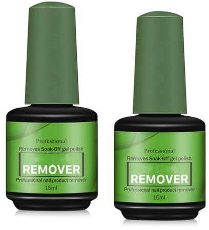 2 Pezzi 15ml Gel Polish Remover,15ml Solvente Per Smalto,Remover Semipermanente Unghie, Facilmente e Rapidamente lo Smalto in 3-5 Minuti,Rimuove Facilmente e Rapidamente lo Smalto,Facile da usare