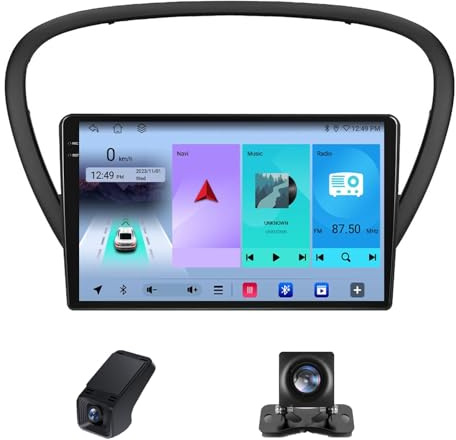 Android 13 Radio 2 DIN Estéreo con 4GLTE 5G WiFi DSP/RDS/Am/Carplay Android Auto para Peugeot 607 2004-2010 GPS Sat Navi 9'' Multimedia Vídeo Reproductor BT5.0 FM Receptor(NF-2)