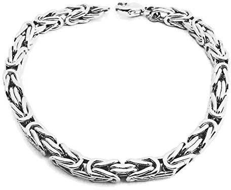 Tendenzalia Kungligt armband original italiensk byzantiner-kedja silverpläterad 5 mm bred längd valbar, Mässing