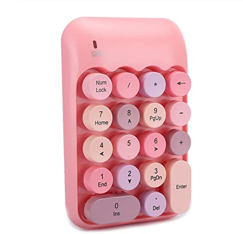 Jectse 2,4-G-Funk-Ziffernblock, Vintage-Tastatur MIT Runder Kappe, Bunt, Wasserdicht, 18 Schmecken, für Finanzbuch, Sowohl für Laptops Auch für Desktop-Komputer Geegnet