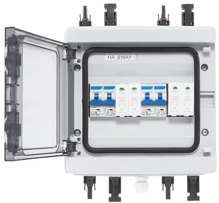 Überspannungsschutz PV, Solar Überspannungsschutz Blitzschutz DC Trennschalter PV Anlage 2 String (2 in 2 Out) 40A 1000V Solar Combiner Box für Solarmodule