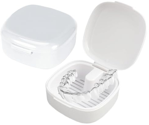 Boîte Appareil Dentaire, Boite Gouttiere Dentaires, Boîte Gouttière Dentaire, Boîte PP Portable, Double Compartiment Égouttage, pour Appareils (Blanc)