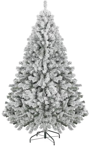 Künstlicher Weihnachtsbaum 180cm Realistischer Weihnachtsschmuck mit 602 Zweigspitzen Faltbarem Metallständer für Weihnachtsfeiern Drinnen Draußen (Weiß, 180cm)