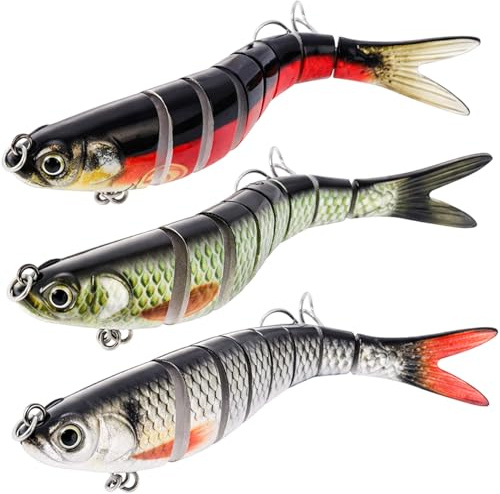 Newofview 3 Stück Angelköder, Gummifische Köder Mehrfarbig | Kunstköder Wobbler Hecht Fische Köder Set for Hecht, Barsch, Zander