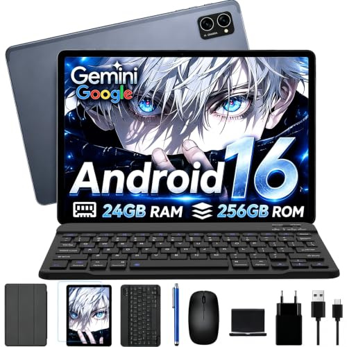 TABWEE Android 16 Tablette avec Clavier, 24 Go+ 256 Go(4To TF) | Ordinateur Tablette 2 en 1, Octa-Core, Gemini AI , Tablette 10 Pouces, Widevine L1, GPS, Face ID (Garantie de 4 Ans)