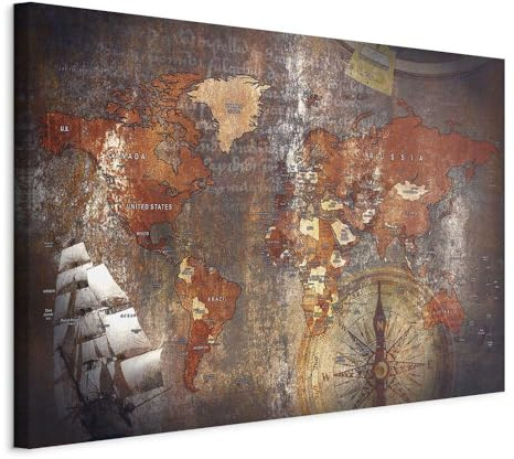 murando - Pinnwand Landkarte Karte Reise, 120x80 cm, Wohnzimmer, Büro, Kork | Kombiniert Pinnwand und Wandbild, praktisch und dekorativ, ideal fürs Büro oder Wohnzimmer, inspirierend, langlebig, stilvoll