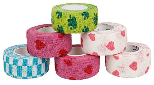 Andux Zone 6 Rollen Haftbandage Verband elastische Selbsthaftende cohesive Bandage Elastischer Fixierverband Karikatur Bandagen ZZTXBD-02 Farbe Random Zufallsmuster (2.5cm*4.5m)