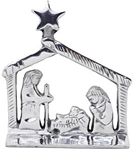Figura decorativa de Belén de estaño, 13 cm, con estrella