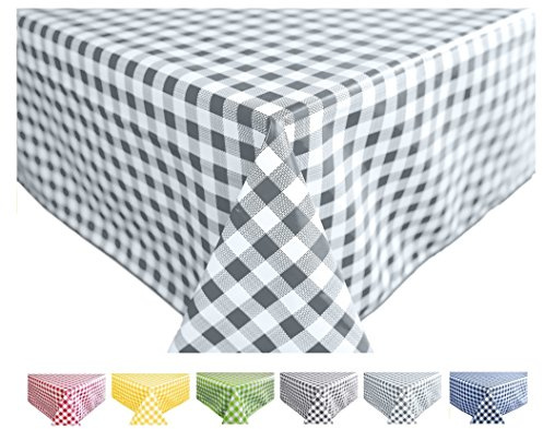 Wachstuch Tischdecke Abwaschbar Eckig 140 x 240 cm Kariert Karo Hellgrau