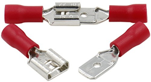 Heschen Stecker/Buchse, Schnelltrennverbinder, Vinylisoliert, FDD + MDD1.25-250, 6,3 × 0,8 mm Kabelklemme, für 0,5-1,5 mm² (22-16 AWG), rot, 100 Stück