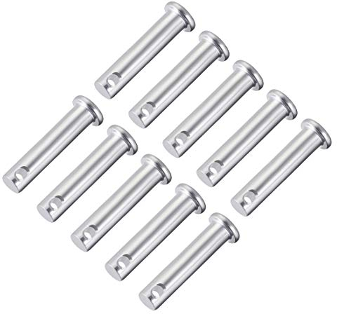 sourcing map 10 Stück Steckbolzen Einloch Gabelbolzen 8mm x 35mm Splintstift Flach Kopf verzinkter Stahl Lochbolzen