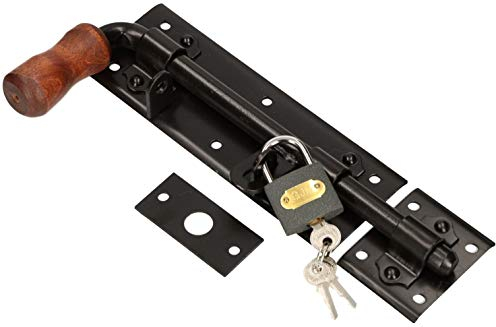 KOTARBAU® Torriegel Links mit Vorhängeschloss Türriegel Bolzenriegel Schlossriegel Schubriegel Pulverbeschichtet Riegelverschluss Torverschluss 280mm