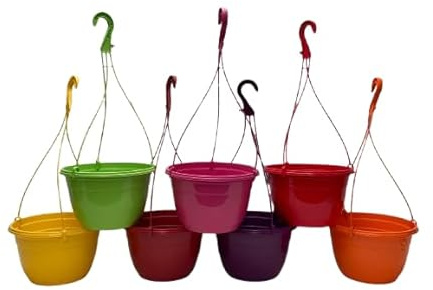 Gone Potty 5L / 25CM Plastic Hanging Baskets/Planters Mixed Colours X10