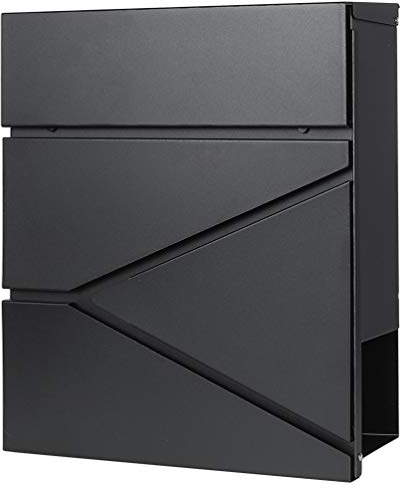 Decaller Large Capacity Mailbox with Key Lock, Wall Mount Metal Mail Box with Newspaper Compartment for Outside, 14.4 x 13 x 4.2, 933 Black