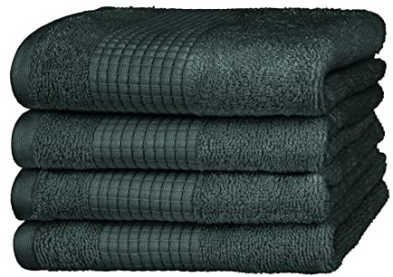 Merana Rome Handtuch Set | saugstark, weich und fusselfrei | Frottier Luxus Qualität | 100% Baumwolle | Oeko-TEX | 590 GSM (Jungle Green, 4 x Gästetücher (30x50cm))