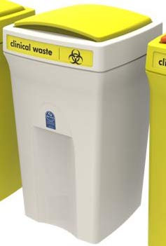 Office Needs Direct Envirobin 100 Litre Ivory Base Yellow Lift Lid Clinical Waste & PPE Bin