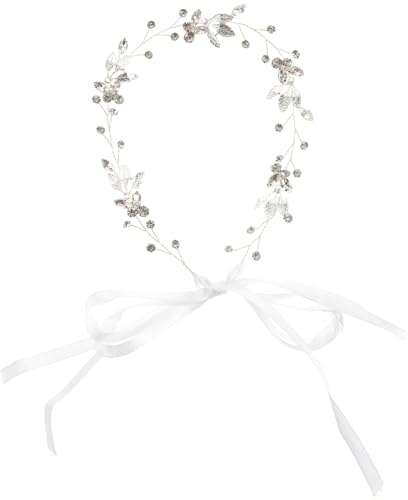 Braut Stirnband Kristall Braut Kopfschmuck Strass Haarteile Blatt Haarband Kristall Haarrebe Hochzeit Haarschmuck Dekoration für Frauen Mädchen Dame (Silber) Hochzeit Haarschmuck