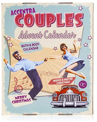 Accentra Adventskalender Retro Couples Paare Mit 24 Bade-, Körperpflege Und Accessoires Produkten Für Eine Abwechslungsreiche Und Verwöhnende Adventszeit im Rockabilly-Style