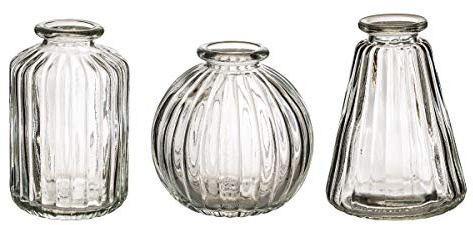 Sass & Belle Plain Glass Bud Vases - Set of 3 Clear