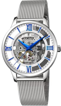 Festina Herren Automatikuhr aus Edelstahl 316L Silber Herren Analog Uhr - Saphirglas mit hoher Widerstandsfähigkeit - Wasserdicht bis 5 ATM F20534/1