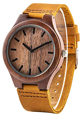 LMWOOD Holz Armbanduhr Herren Herrenuhr Holzoptik Holzuhr mit Gravur Holz Herrenuhr Jubiläumsgeschenk für Männer